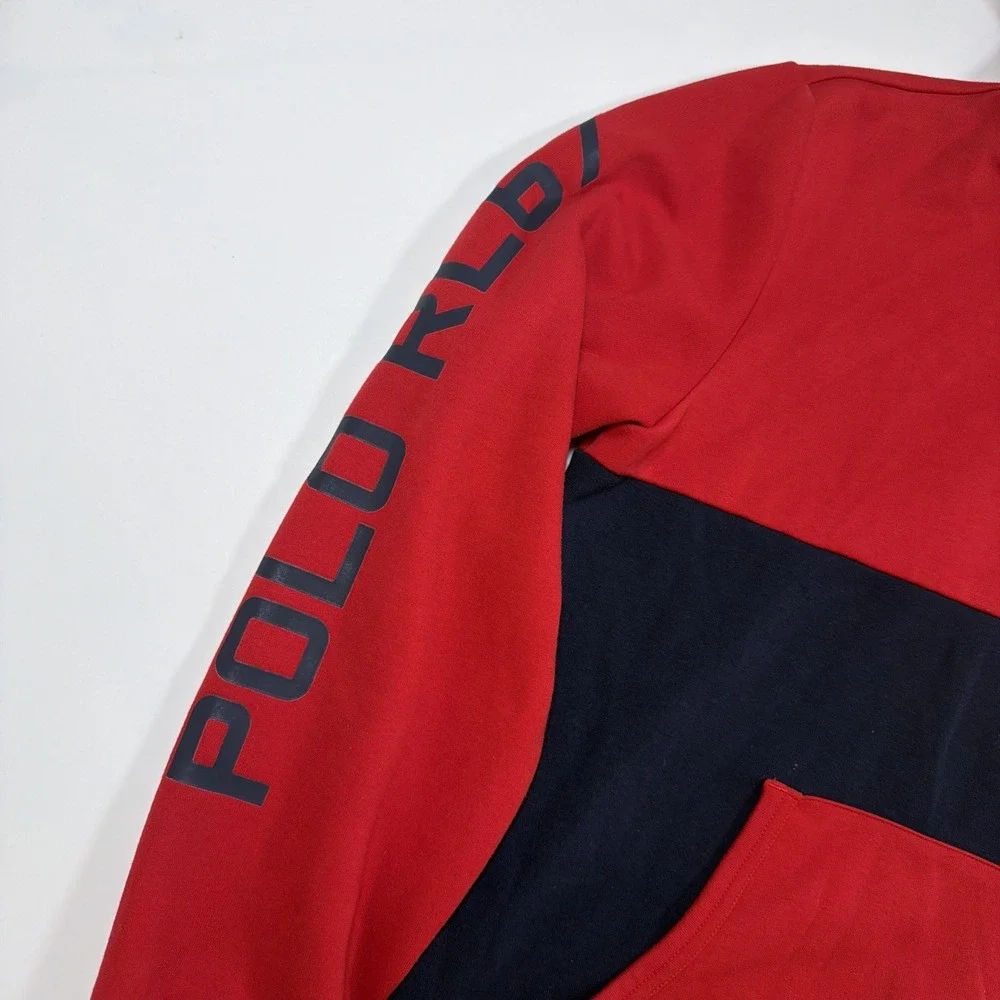 Polo Ralph Lauren RL67 Pullover Hoodie Men's Size Medium Red/Navy